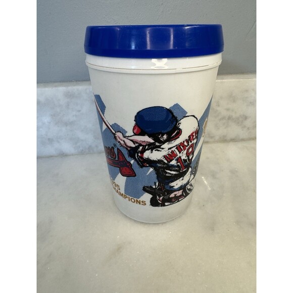 Retro VTG 1995 World Series Champions Atlanta Braves Large Plastic Mug Cup 22 Oz - Picture 4 of 13